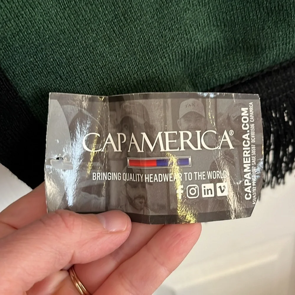 NWT Starbucks Gray, Green & Black Reversible Knit Fringed Scarf Mermaid Unisex
